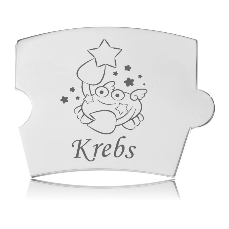 Memozz Spin brik med ingraveret krabbe som stjernetegn for Krebsen, i håndpoleret rustfrit stål