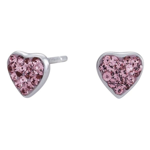 Rhd. sølv ørestikker hjerte med pink, 6 mm fra Nordahl Andersen