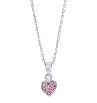 Rhd. sølv halskæde hjerte med pink sten fra Nordahl Andersen