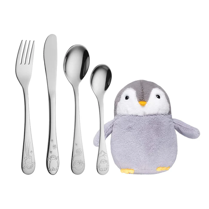 Bestik med pingvin motiver og bamse fra Nordahl Andersen