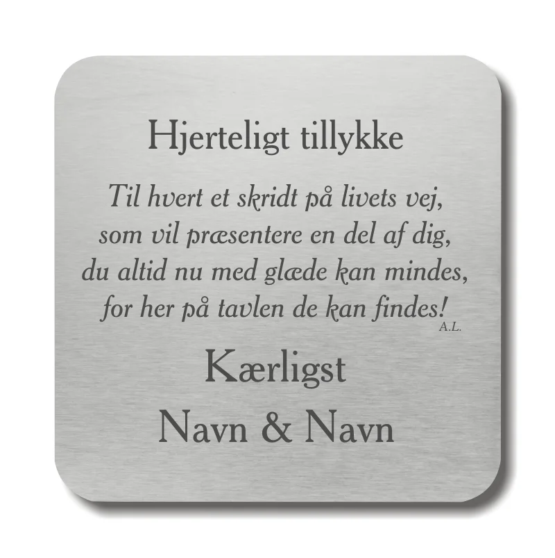 Memozz Citatplade - Livets Vej i børstet metal med indgraveret citat om liv og minder.