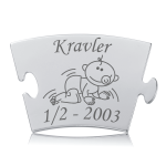 Memozz Classic "Kravler" mindebrik i håndpoleret stål med graveret baby og tekst